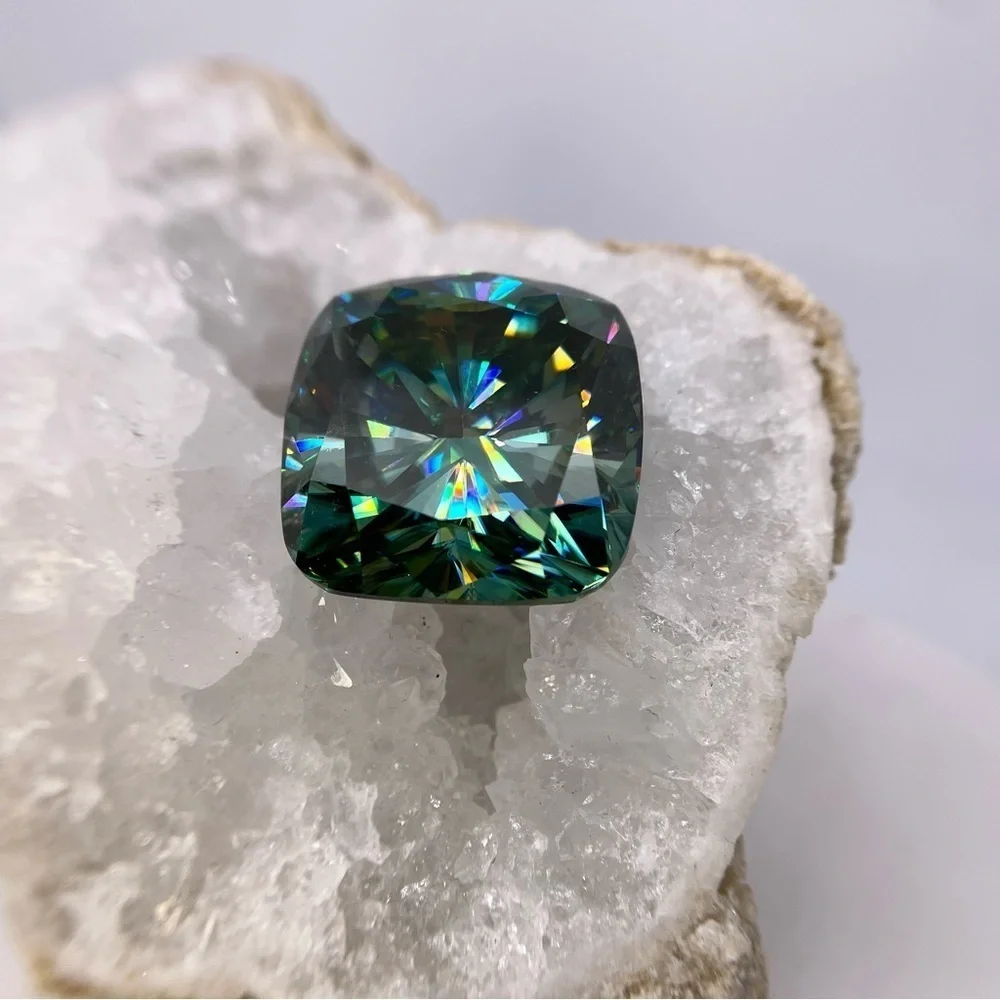 Huge Moissanite 73.90 Ct Vivid Blue Cushion Cut Extremely Rare Loose Gemstone